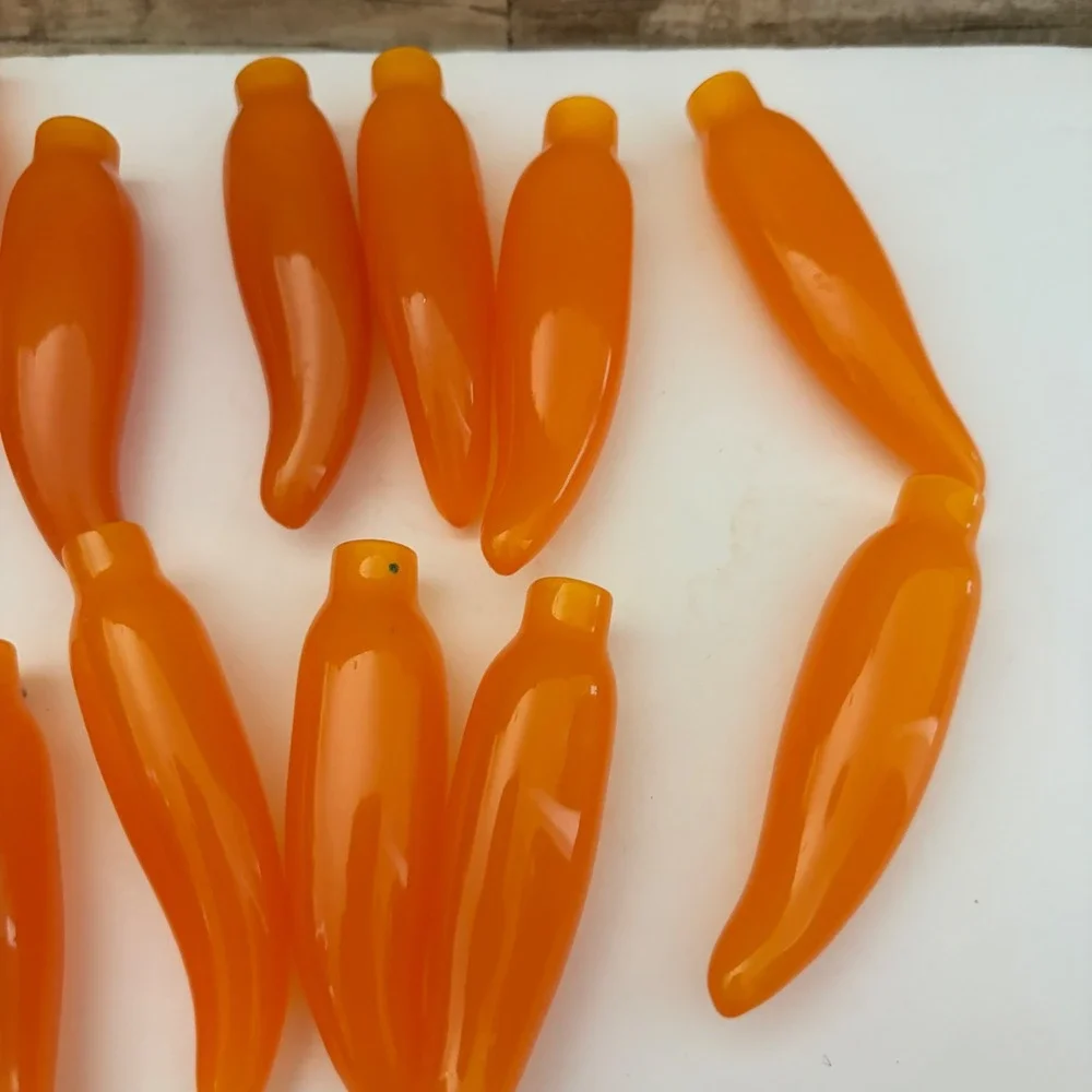 Vintage Orange Plastic Chili Pepper Light Covers Charms Lot of 16 Replacement